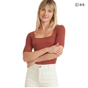 Marine Layer Lexi Square Neck Top Medium